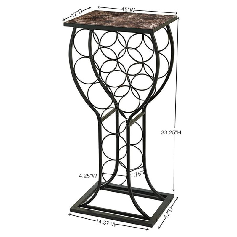 Swart Freestanding Wine Rack Stand Storage & Display Holder, Marble Finish Table Top that Holds 11 Bottles