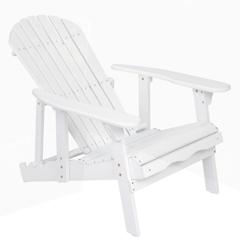 Chaise de patio d'extérieur en bois d'acacia, Blanc
