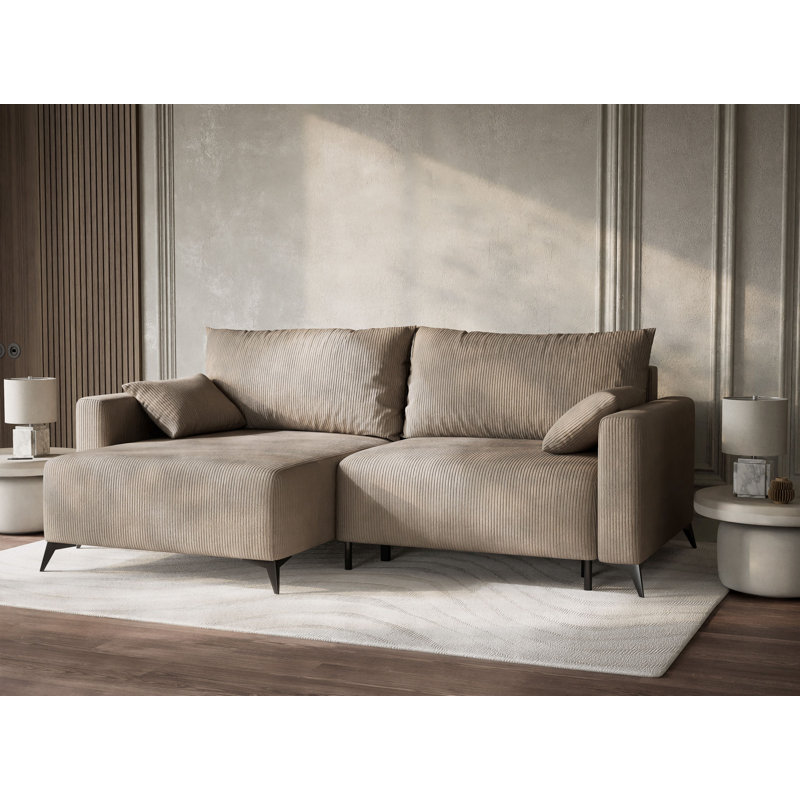 3 Seater Reclining Corner Sofa , Left Hand Facing, Velvet - Beige