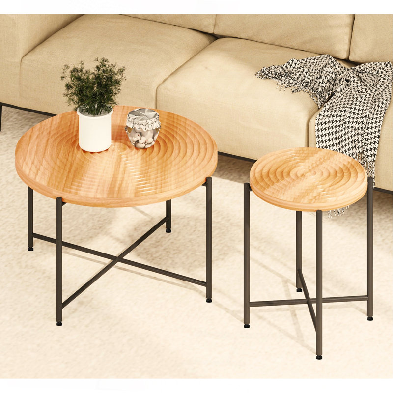 Ensemble de 2 tables basses et tables de bout - Panneau de fibres à densité moyenne imperméable avec housse en PVC