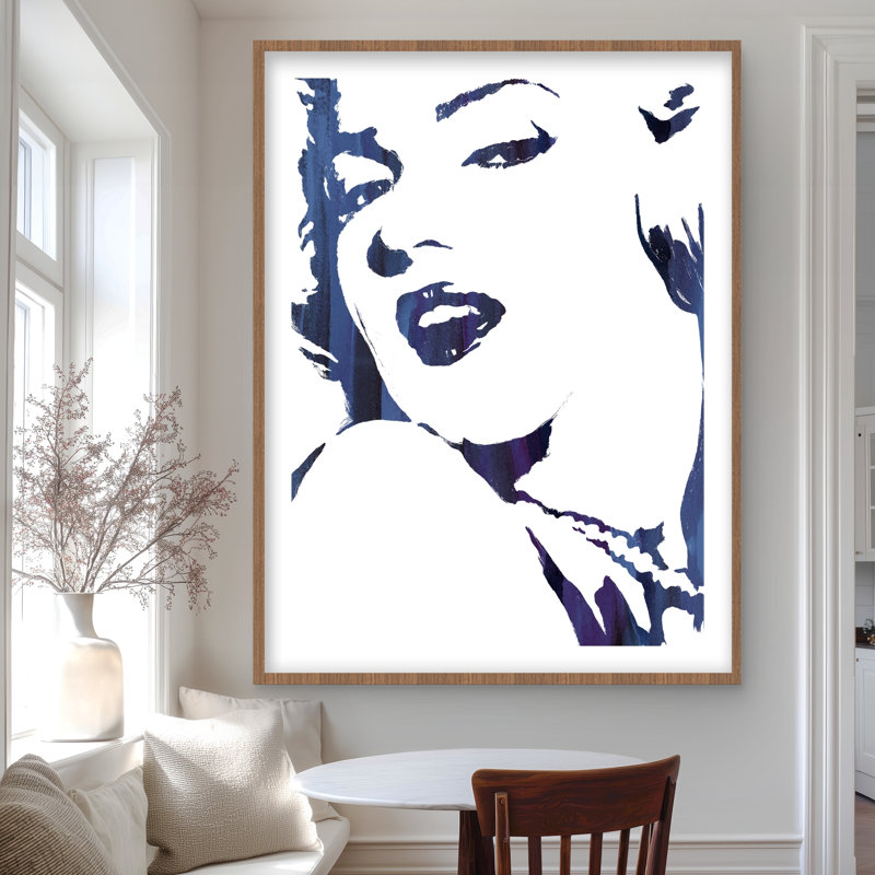 Marilyn Monroe en bleu - impression rétro encadrée classique, H 48 po x l 36 po, Brun