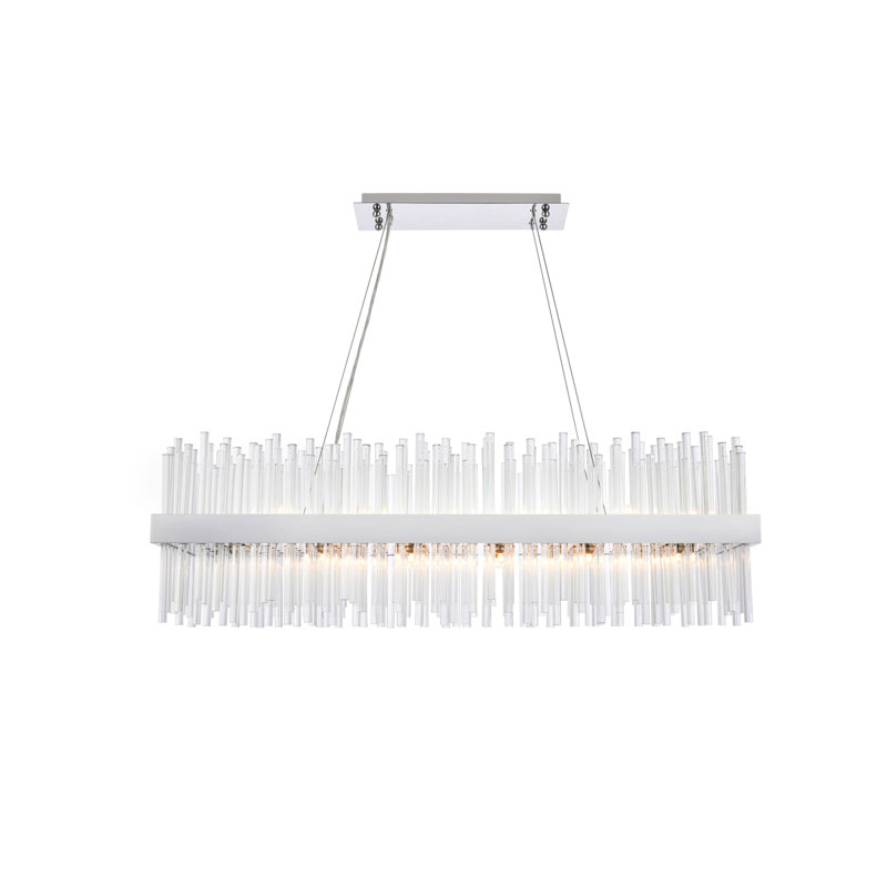 Dalton - Light Unique Drum Chandelier, Chrome, 13.5" H x 12" W x 36" D, 20 Lights