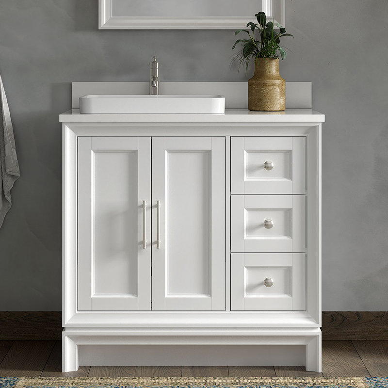Anaheim 36 White Bath Vanity, White, 8" Widespread