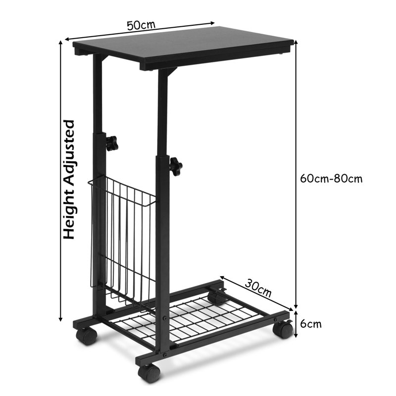 80cm H x 50cm W Laptop Cart with Wheels