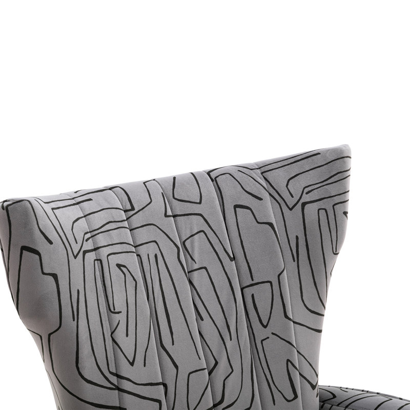 Fauteuil à oreilles en velours Citium, Gris