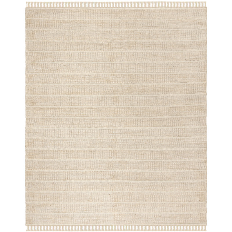 Abas Natural Fiber Hand Woven Jute/Nz Wool Geometric Rug, Rectangle 4' x 6', Ivory