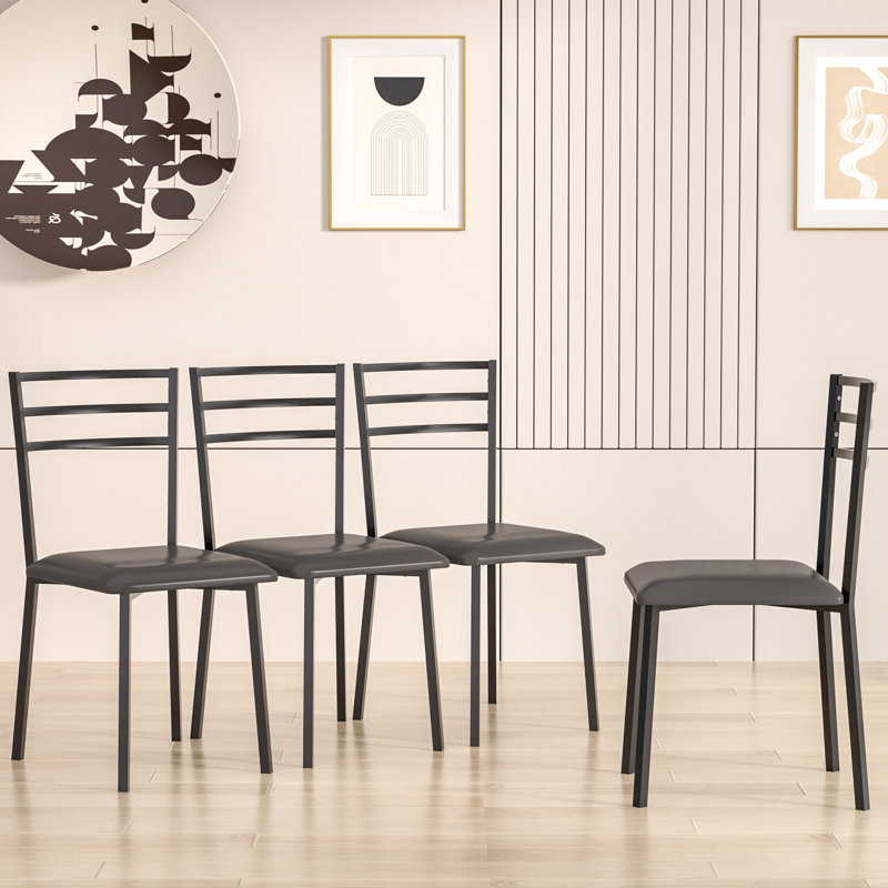 Drewann Black Dining Chair with Upholstered, 4