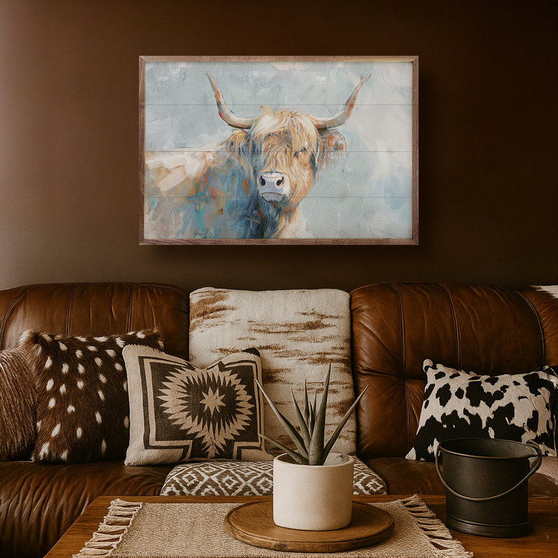Whimsical Highland Cow 2 par Nina Blue, H 24 po x l 36 po