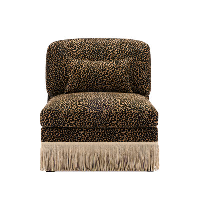 Canapé sans accoudoirs en chenille léopard avec 1 coussin - noir brun