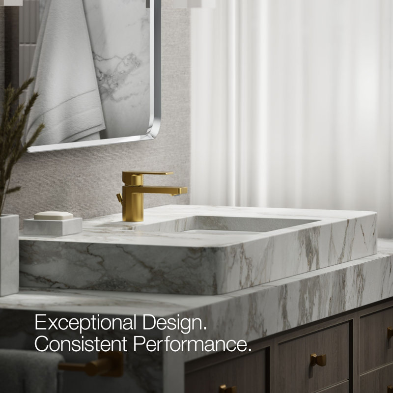 Parallel Single Hole Bathroom Faucet, Vibrant Brushed Moderne Brass