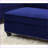 Ottoman XL Cocktail Indigo Blue Velvet with Chrome Nail Head Trim Wooden Legs | Walnut Brown | Wood