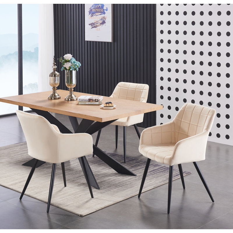 Yerres Modern Velvet Dining Chairs - Ergonomic Curved Back with Metal Legs - Armchair for Dining Room Kitchen Living Room, 6