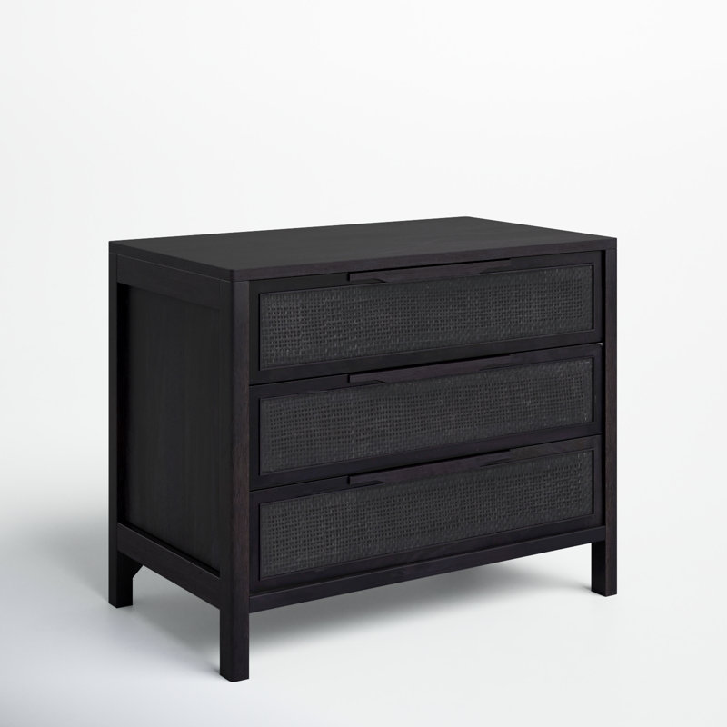 Nellie 3 - Drawer Cane Chest, Black