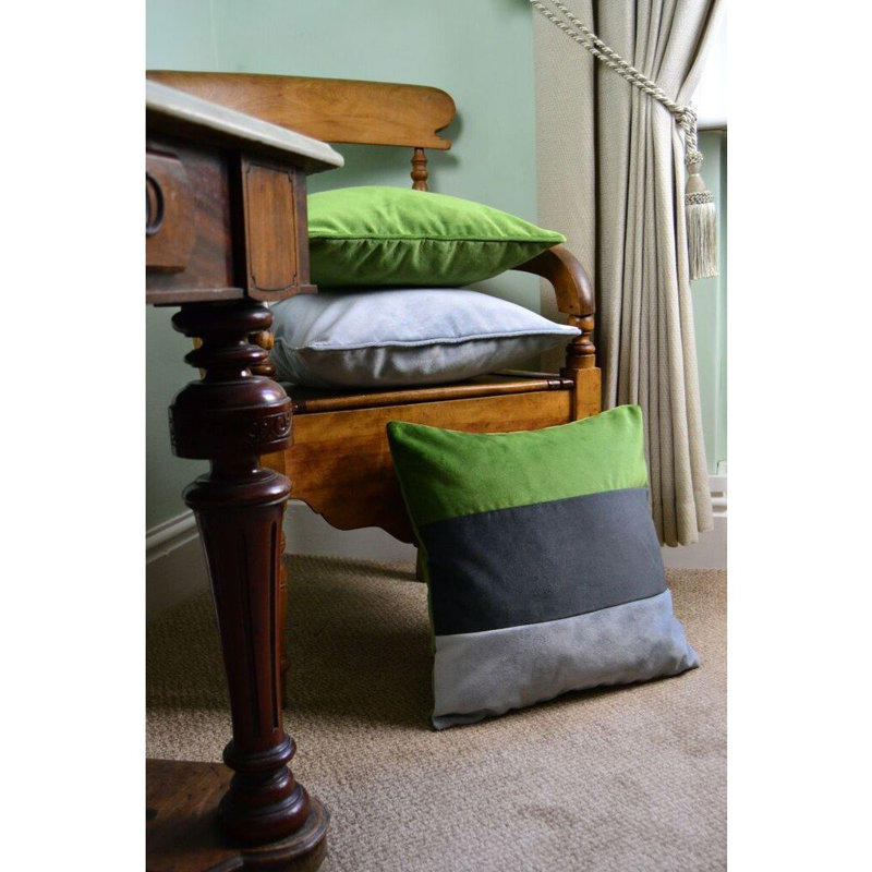 Slayton Patchwork Square Cushion, Green/Charcoal/Dove, 49 x 49cm