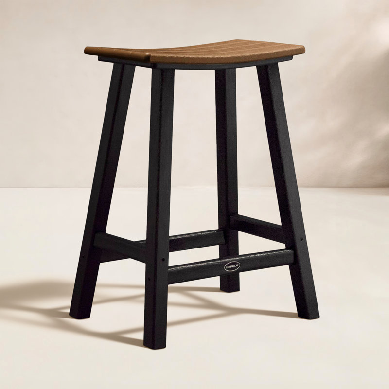 Tabouret de comptoir POLYWOOD Contempo 24 po, Noir, Teck