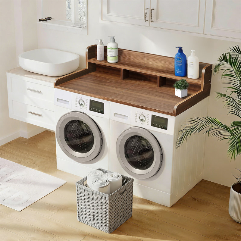 Comptoir laveuse-sécheuse avec patins antidérapants, Brown, 12" H x 54" W x 27.55" D