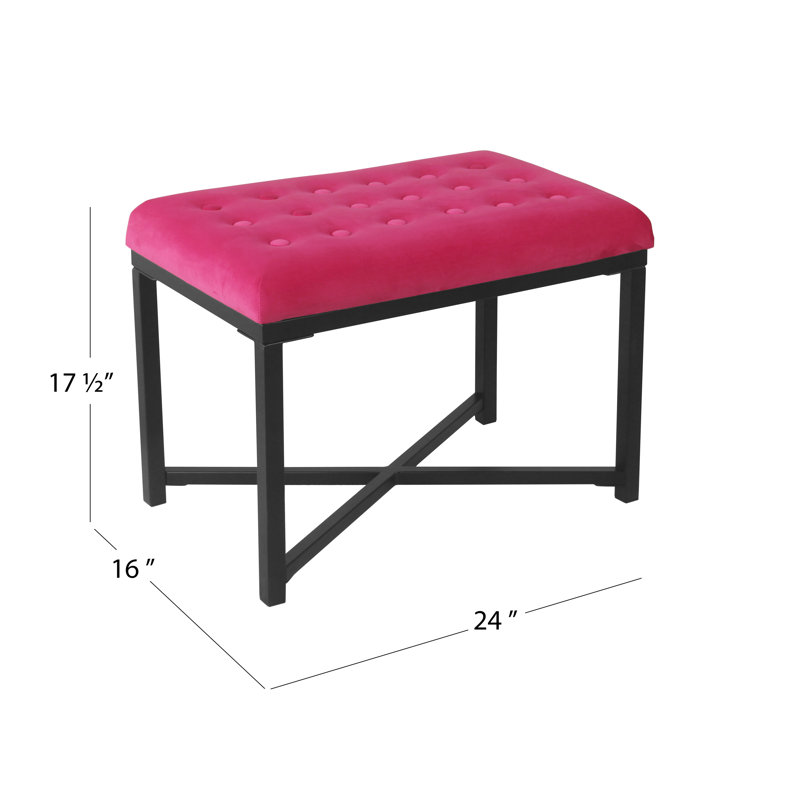 Bridgegate Upholstered Bench, Deep Pink Velvet