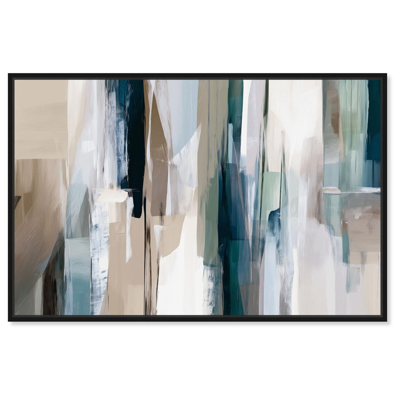 Art mural abstrait sur toile , Cadre flottant noir, H 17 po x l 25 po