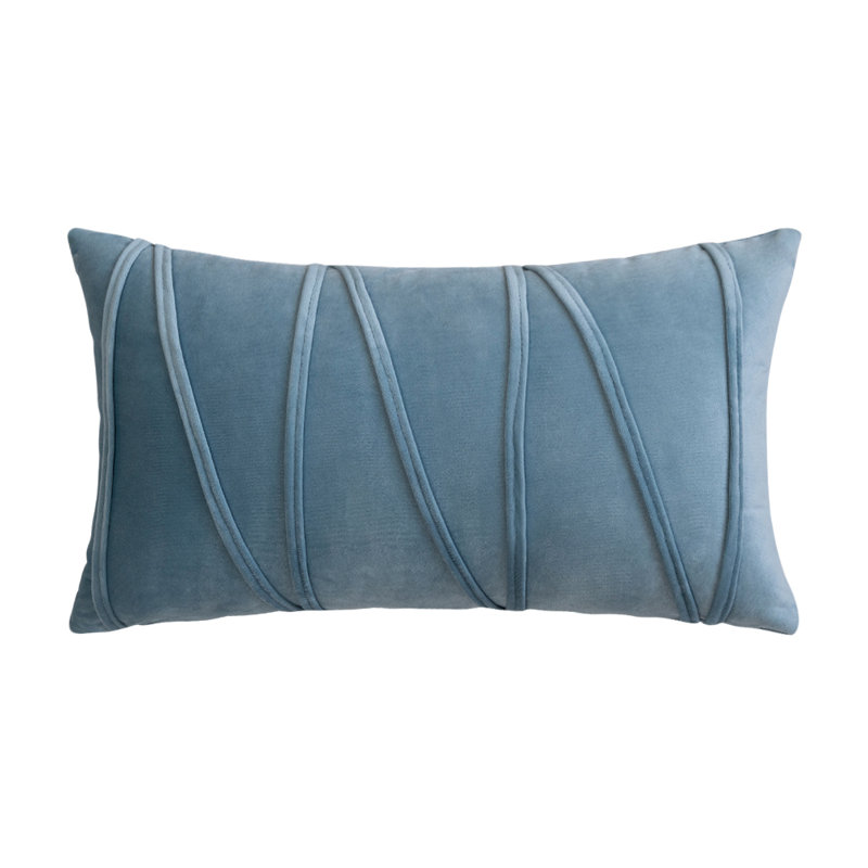 Geometric Velvet Throw Pillow, Light Blue