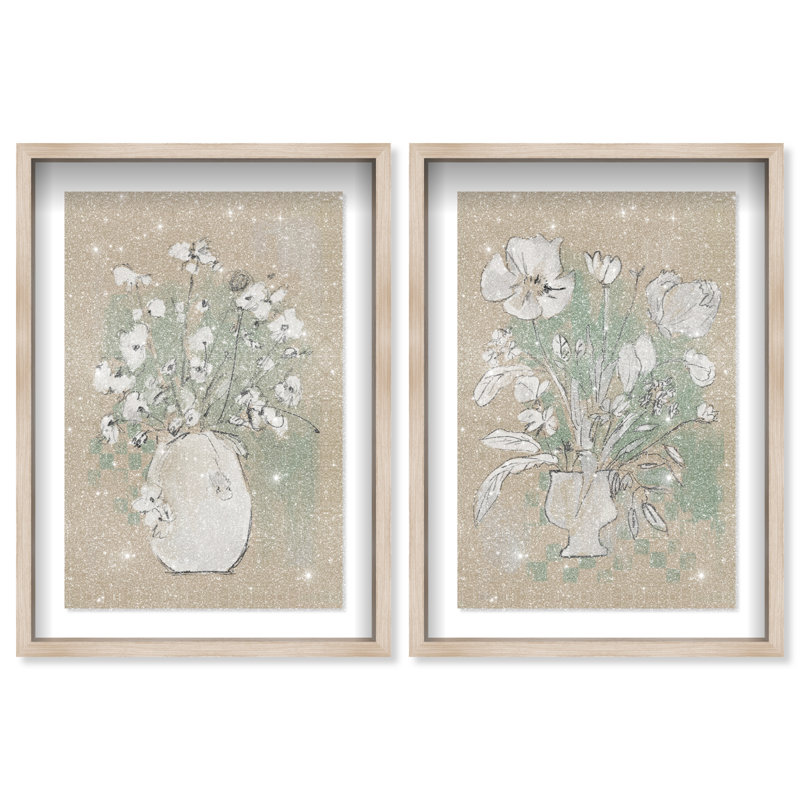 Spring Energy Set by Oliver Gal, 31" H x 21" W, Natural Oak Shadowbox