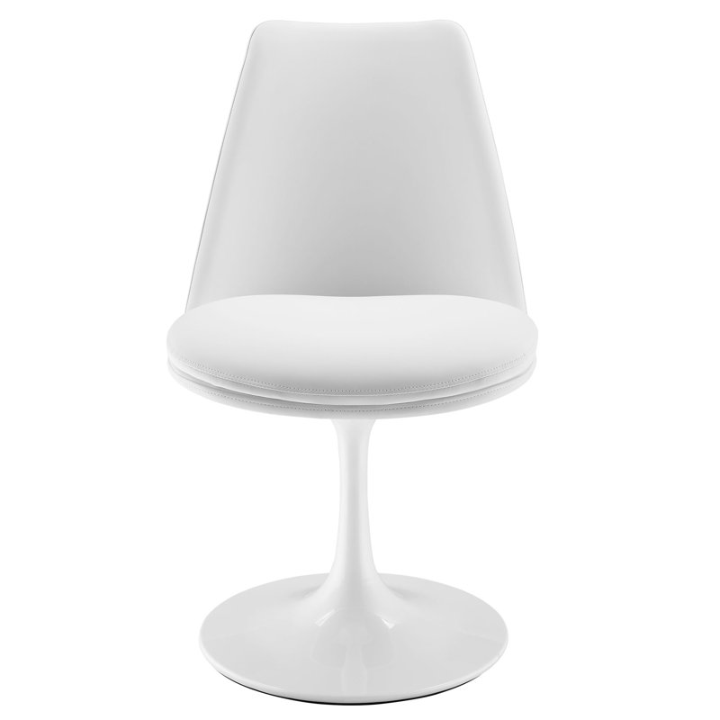 Lippa Vegan Leather Swivel Dining Chair, White, White