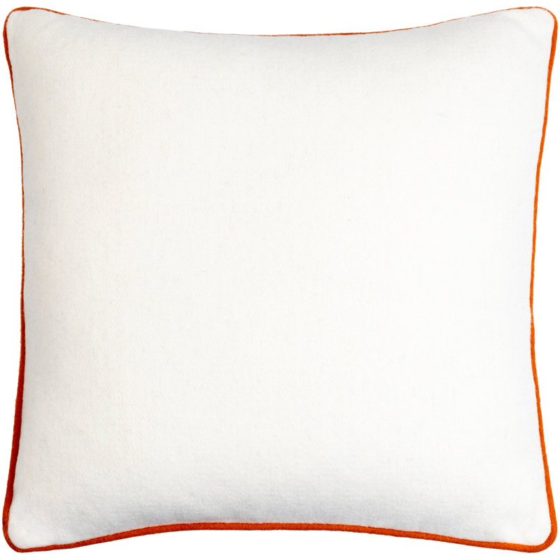 Coussin Lombard, Duvet, 22 po x 22 po, Crème / Rouille