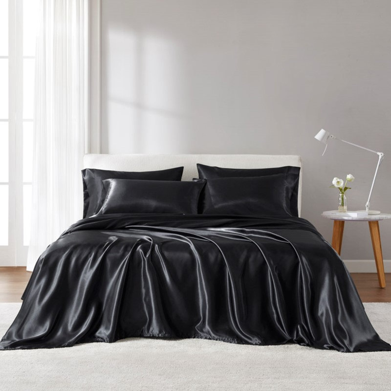 Ensemble de draps en polyester satiné infroissable pour un sommeil luxueux