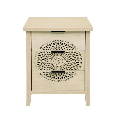 Hollow - 3 Drawer Storage Chest For Living Spaces, Featuring Black Metal Handles, Three Process, Tipping Protection, 44.17 Lb Product Weight Cabinet Room Storage,