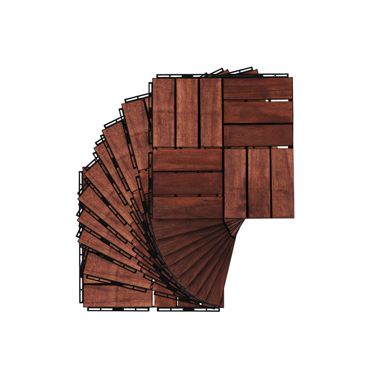 10 carreaux de terrasse à emboîtement, Brun-rouge
