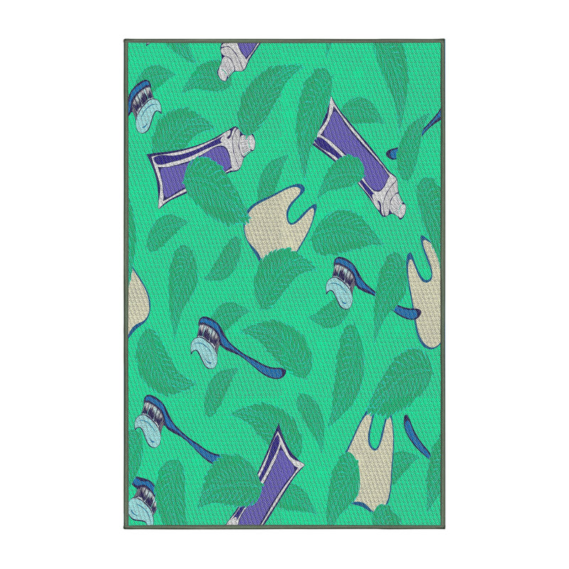 Tapis vert / mauve Power Loom, Rectangle 7 pi x 10 pi
