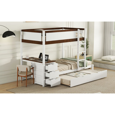 Bunk Bed With Trundle, Storage And Desk