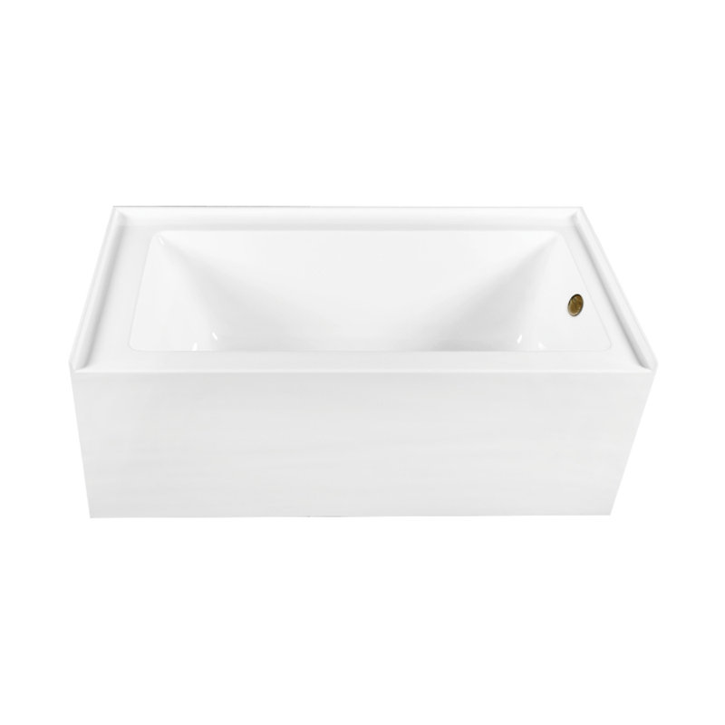 Kingston Brass Aqua Eden 60-Inch Acrylic Rectangular 3-Wall Alcove Tub, Hand Drain, Right, Antique Brass
