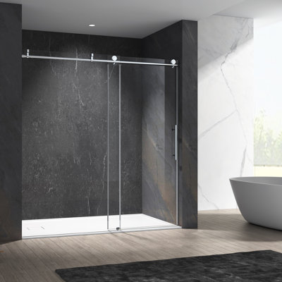 Porte de douche coulissante simple sans cadre l 57 à 60 po x H 76 po