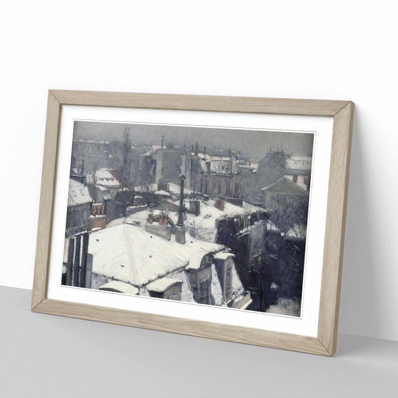 Rooftops in the Snow Vol.2 by Gustave Caillebotte - Framed Print, 48cm H x 65cm W x 2cm D, Oak Framed