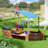 Wooden Pirate Sandbox with Canopy, Covered Kid's Sandbox, Blue & Red