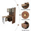 Bureau d'ordinateur avec porte en verre pour bureau à domicile ou bureau d'étude, bibliothèque et huche, bureau d'ordinateur avec bureau rotatif à 90 degrés, grand espace de travail-131377716