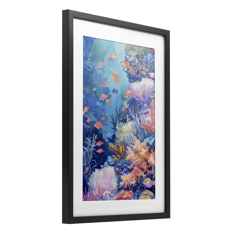 «Under The Sea Exotic Fish», reproduction sous verre encadrée, design par LSR Design Studio, H 20 po x l 14 po