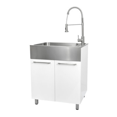 All-In-One 28" L x 22" W Free Standing Laundry Sink with Faucet