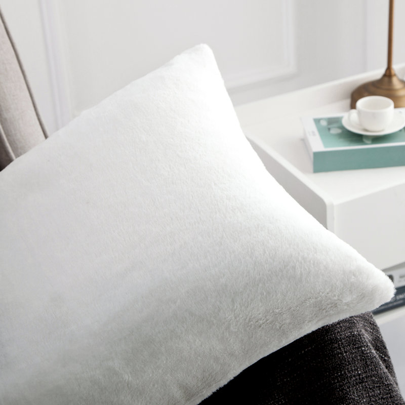 Rabbit Faux Fur Pillow Cover, Bright White