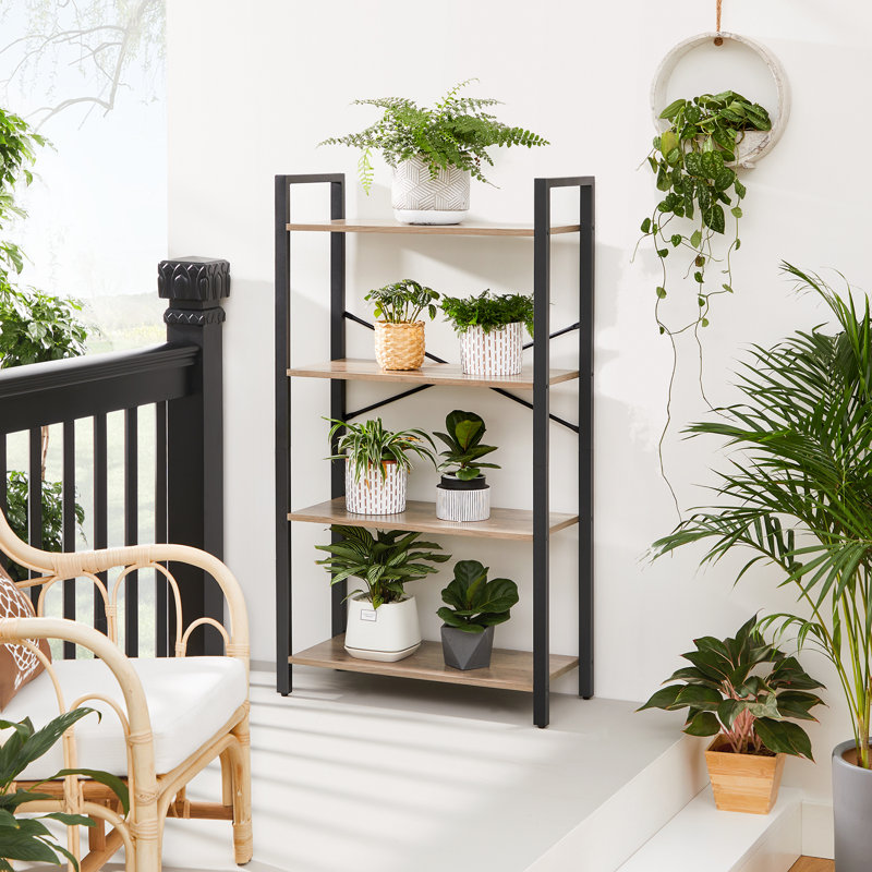 Advika 120cm H x 66cm W Steel Bookcase, Heather Greige