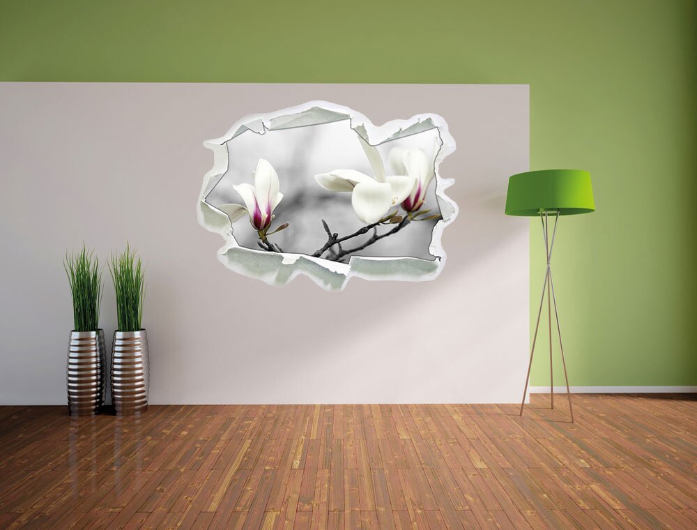 Weiße schöne Magnolienblüten am Baum Wandsticker