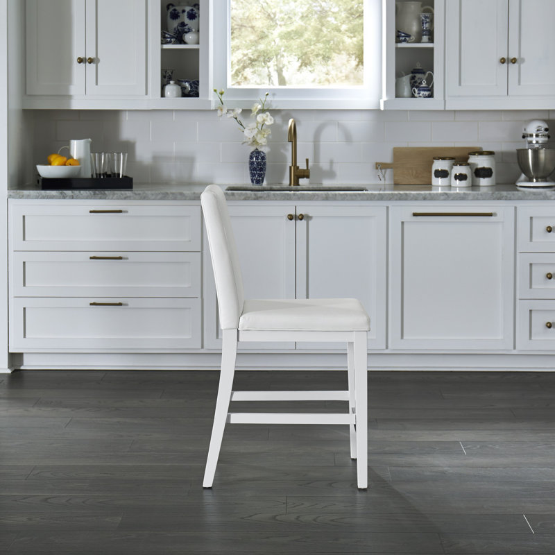Upholstered Counter Stool, White