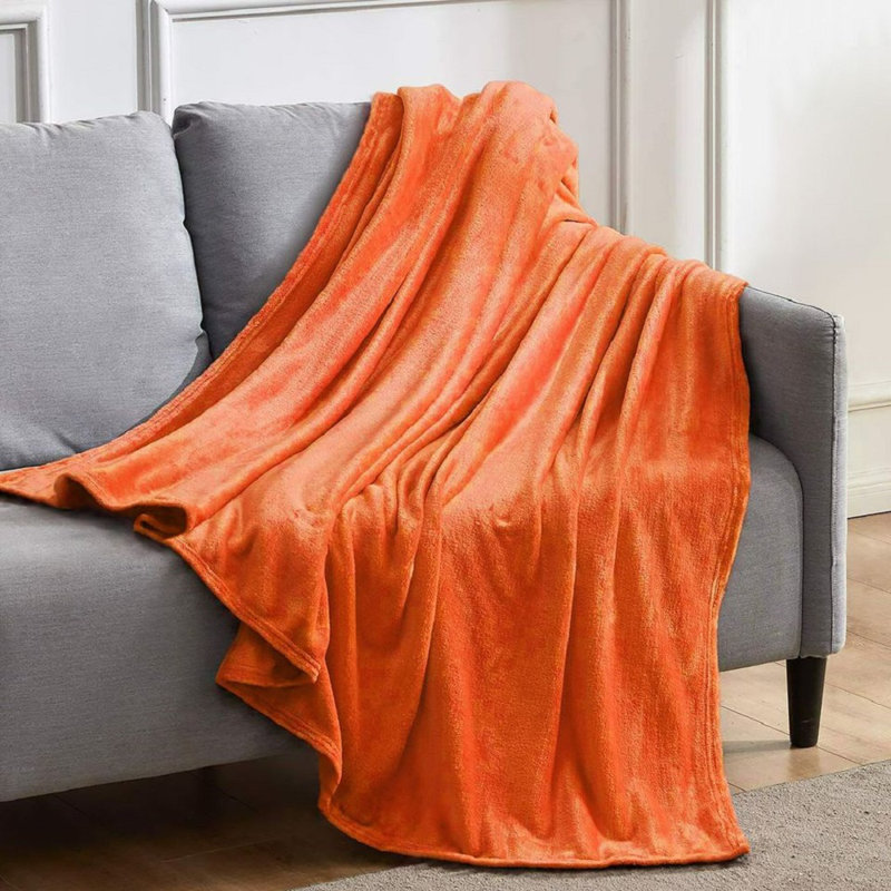 Roundhay Thermal Snug Polyester Throw Blanket, Orange