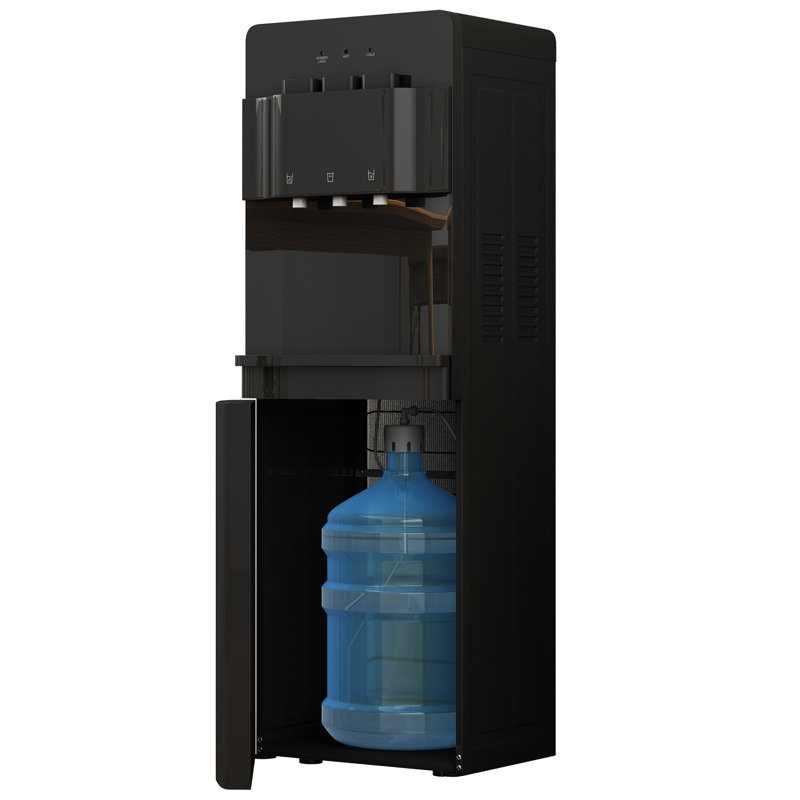 Bottom Loading Water Dispenser with Hot/Cold & Room Temp Settings (50F Ice-Cold & 203F Steamless Hot),Energy-Efficient Design for Home/Office,Quiet Operation, Safety Lock,Sleek Black/White Finish