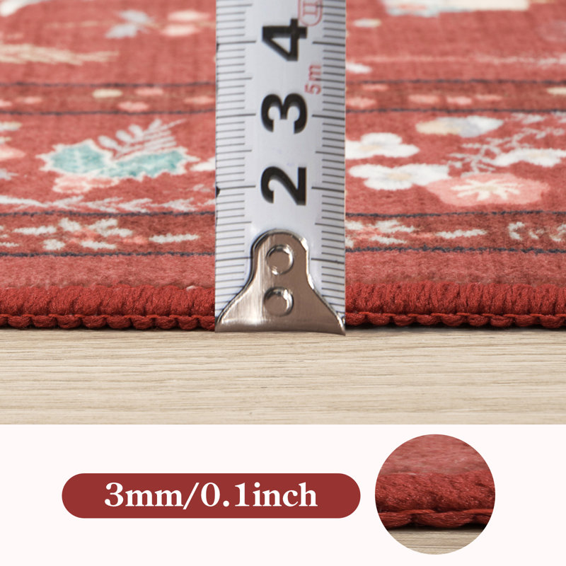 Christmas World Full-Coverage Rug Festive Non-Slip Holiday Carpet Washable Rug Xmas Decor Throw Mat, Rectangle 5' x 7'