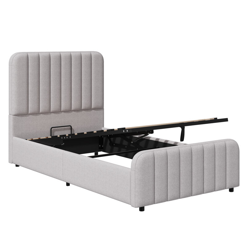 Upholstered Ottoman Bed, Grey