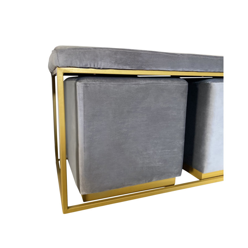 Alanieta Velvet Ottoman, Gray Velvet
