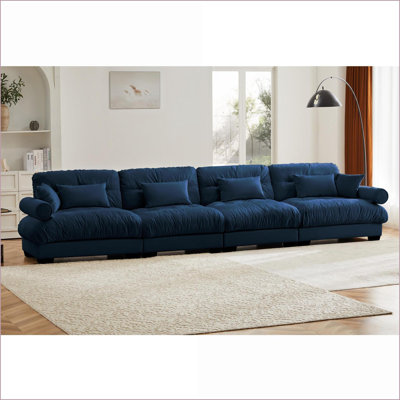 Canapé modulaire, siège modulaire en L convertible avec repose-pieds mobile | Velours | Vert olive