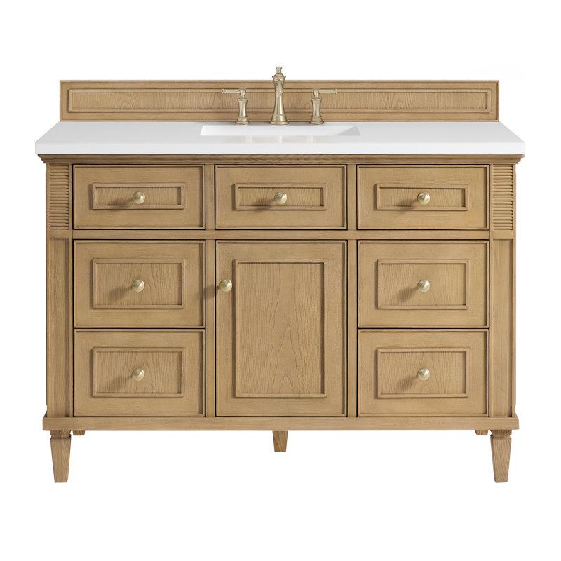 Lorelai 48'' W Single Vanity, Light Natural Oak, White Zeus Quartz, 8" Widespread