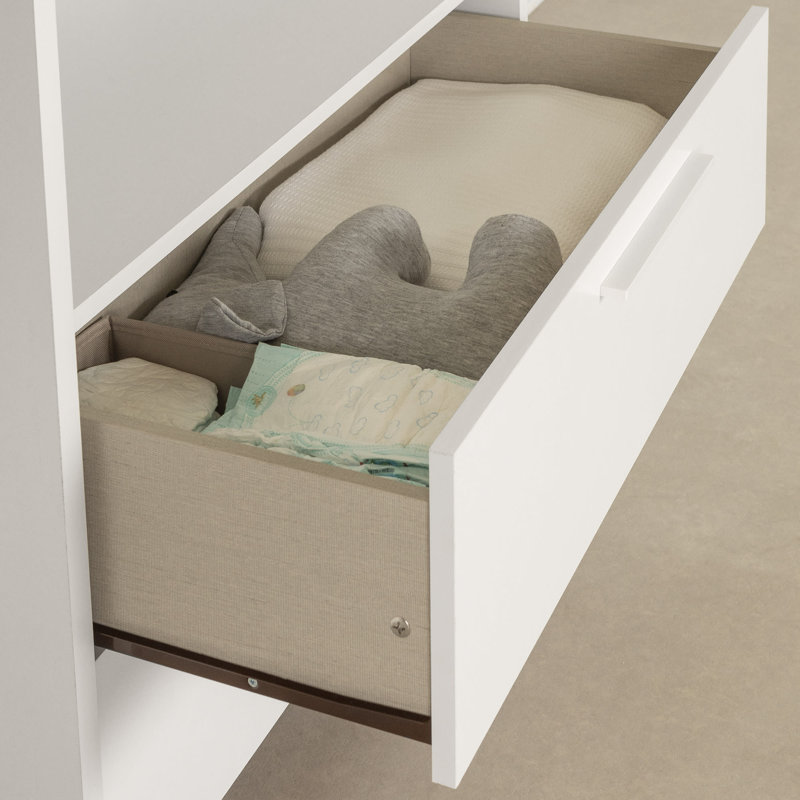 White Wooden Nursery Changing Table with Drawers